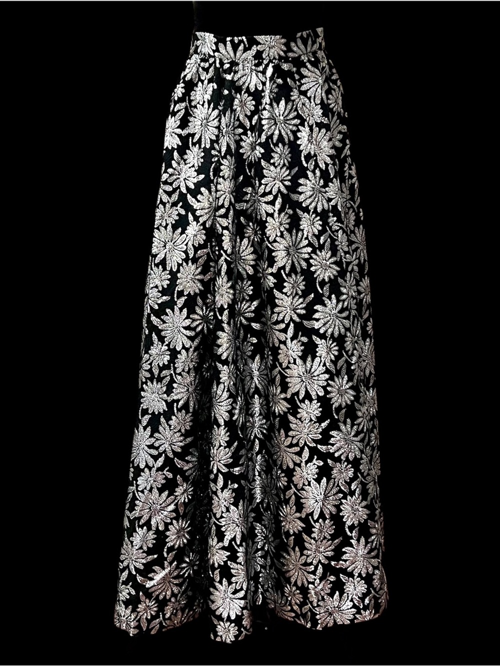 Floral Silver Lurex Vintage Maxi - Size S